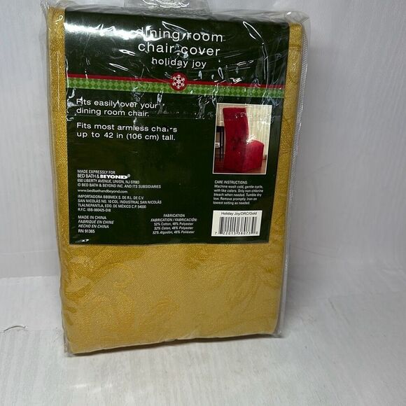 New Dining Room Chair Cover Red "Holiday Joy" Bed Bath and Beyond - Picture 2 of 5